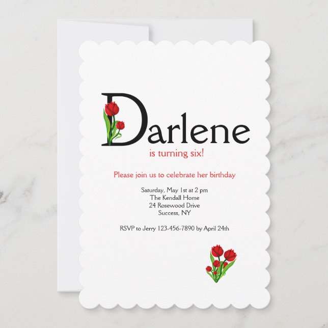 Invitation Lettre "D" (Ajouter Tout Prénom Avec Lettre D) (Devant)