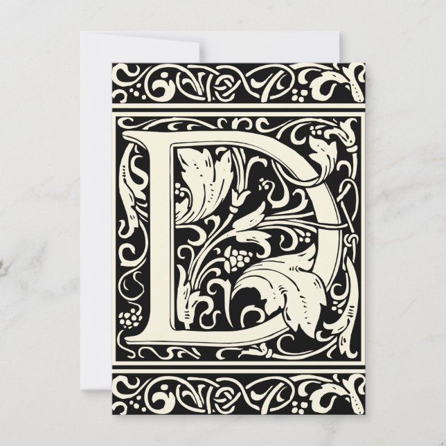 Invitation Lettre D Monogramme médiéval Art Nouveau (Devant)