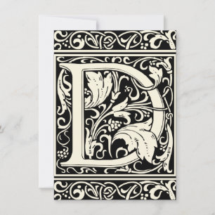 Invitation Lettre D Monogramme médiéval Art Nouveau