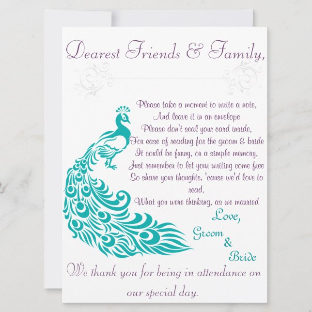 Invitation Lettre d'accueil de station de note de paon (Devant)