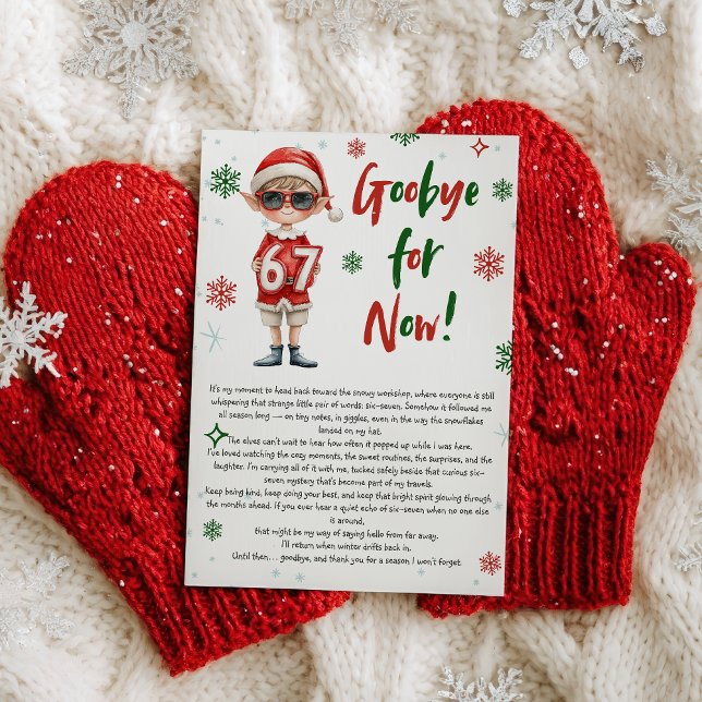Invitation Lettre d'adieu de l'elfe de Noël 6 7 tendance (Elf Farewell Goodbye Letter Christmas 6 7 trend Invitation)