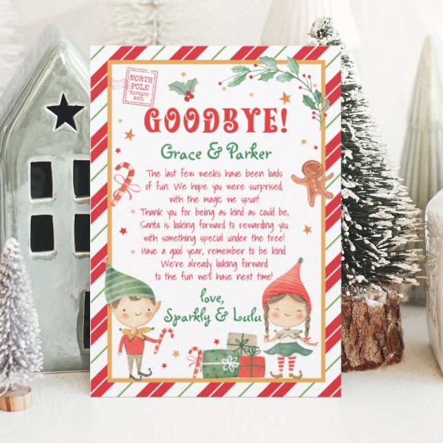 Invitation Lettre d'adieu de vos elfes de Noël (Goodbye Christmas elf. Personalize this Goodbye Elf to bring magic to your elf season.)
