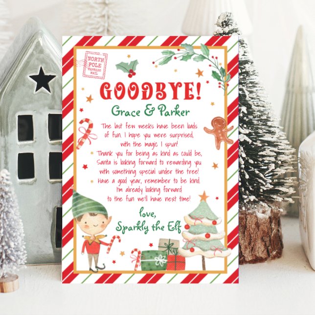 Invitation Lettre d'adieu de votre Elfe de Noël (Letter from your Christmas Elf. Personalize your Christmas Elf letter, download and print from home.)
