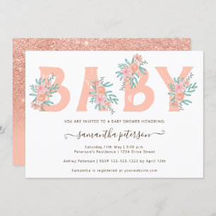 Invitation Lettre d'aquarelle florale de parties scintillant 