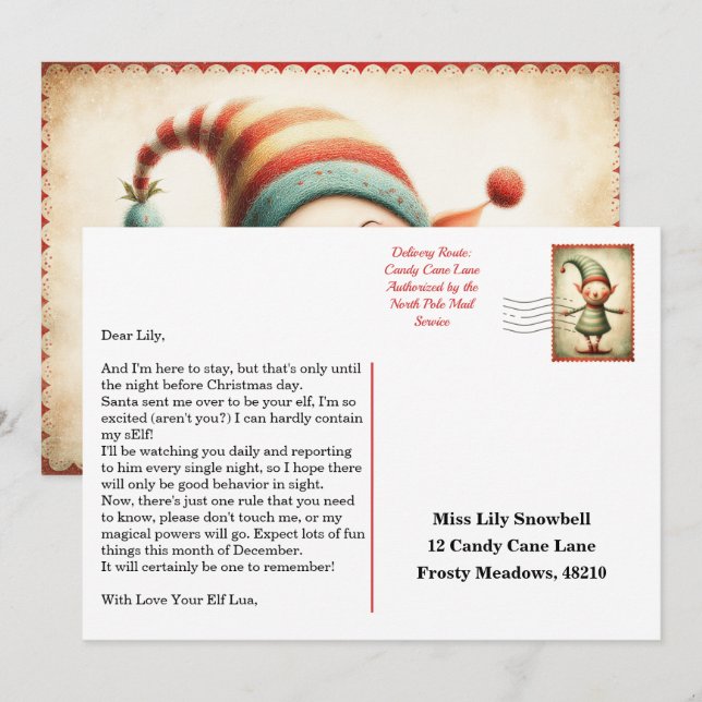 Invitation Lettre d'arrivée de l'elfe | Message de bienvenue  (Devant / Derrière)