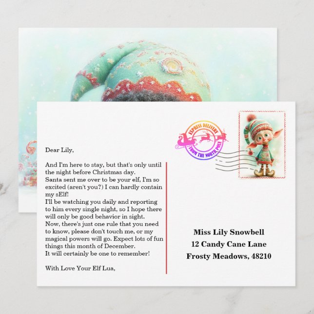 Invitation Lettre d'arrivée de l'elfe | Message de bienvenue  (Devant / Derrière)