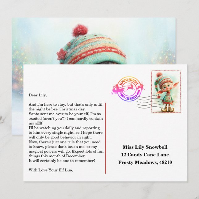Invitation Lettre d'arrivée de l'elfe | Message de bienvenue  (Devant / Derrière)