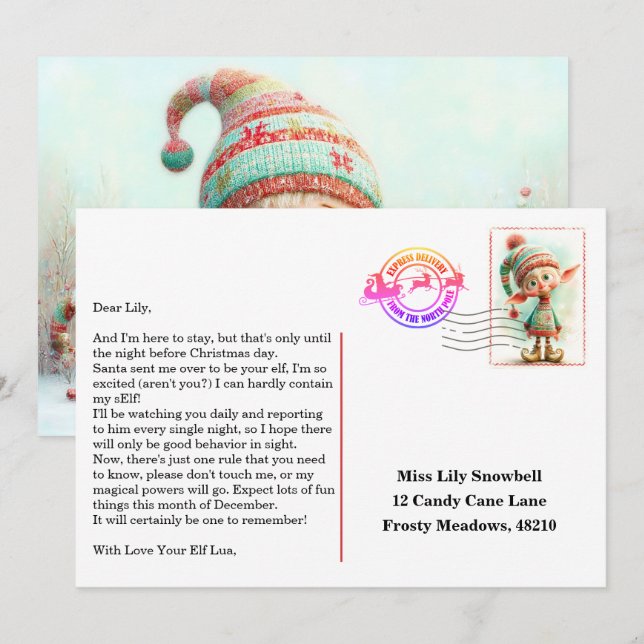 Invitation Lettre d'arrivée de l'elfe | Message de bienvenue  (Devant / Derrière)