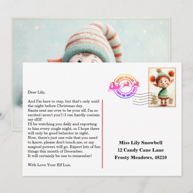 Invitation Lettre d'arrivée de l'elfe | Message de bienvenue  (Devant / Derrière)