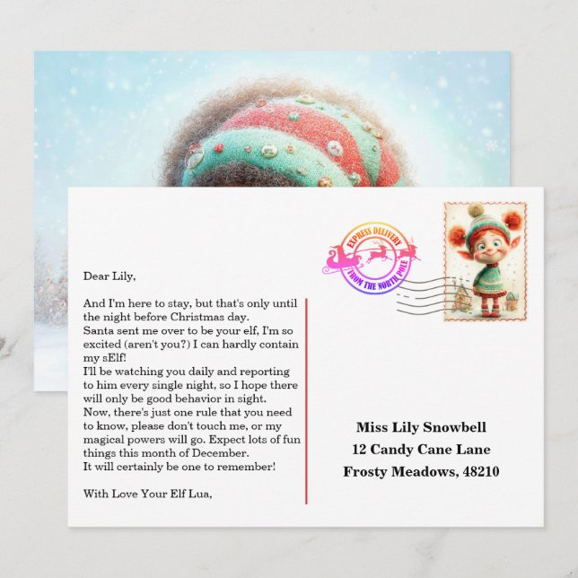 Invitation Lettre d'arrivée de l'elfe | Message de bienvenue  (Devant / Derrière)