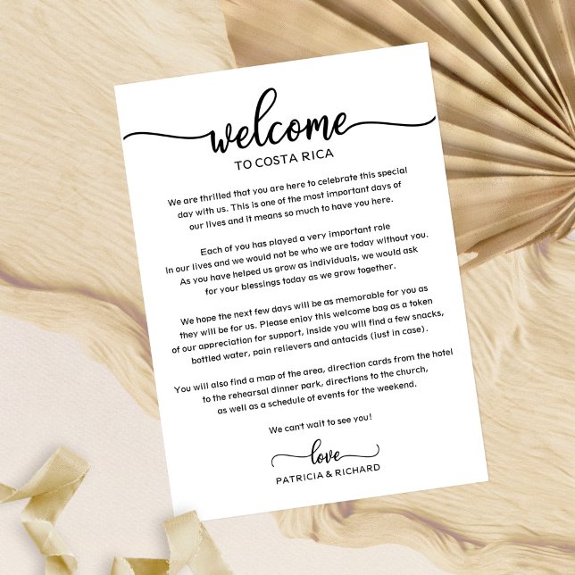 Invitation Lettre de bienvenue au week-end de mariage (Créateur téléchargé)
