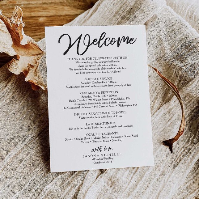 Invitation Lettre de bienvenue de mariage - Modèle de sac d'h (Créateur téléchargé)