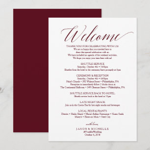 Invitation Lettre de bienvenue du Mariage de script de Bourgo