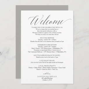 Invitation Lettre de bienvenue du Mariage de script gris