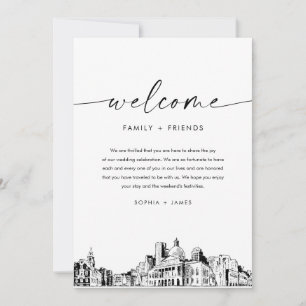 Invitation Lettre de bienvenue du Mariage Skyline de Boston &