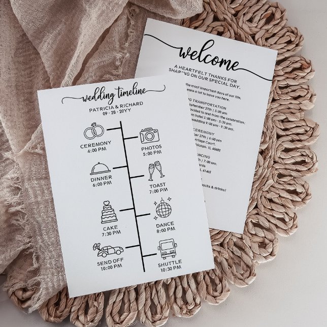 Invitation Lettre de bienvenue et icône de mariage minimalist (Créateur téléchargé)