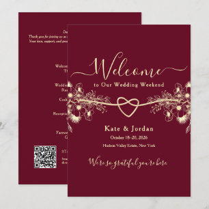 Invitation Lettre de bienvenue pour mariage en Bourgogne Or