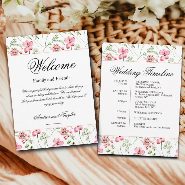Invitation Lettre de bienvenue pour sac de mariage floral et  (Créateur téléchargé)