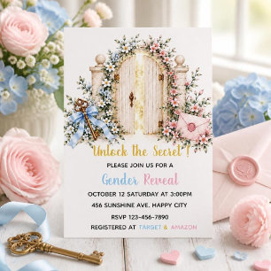 Invitation Lettre de clé de portail de jardin enchanté pour l