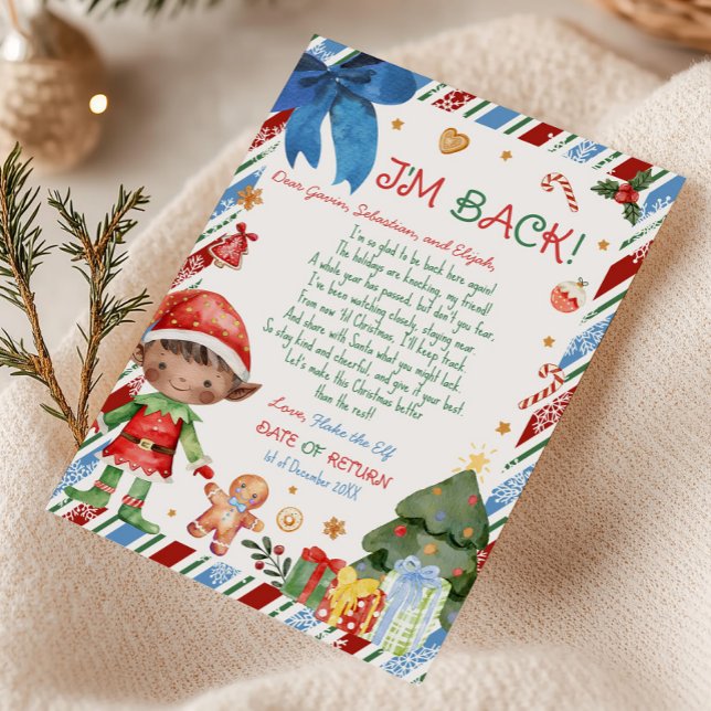 Invitation Lettre de garçon de Noël de la part de l'elfe Cart (Christmas Brown Hair Light Brown Boy Letter from Elf Letter Card)