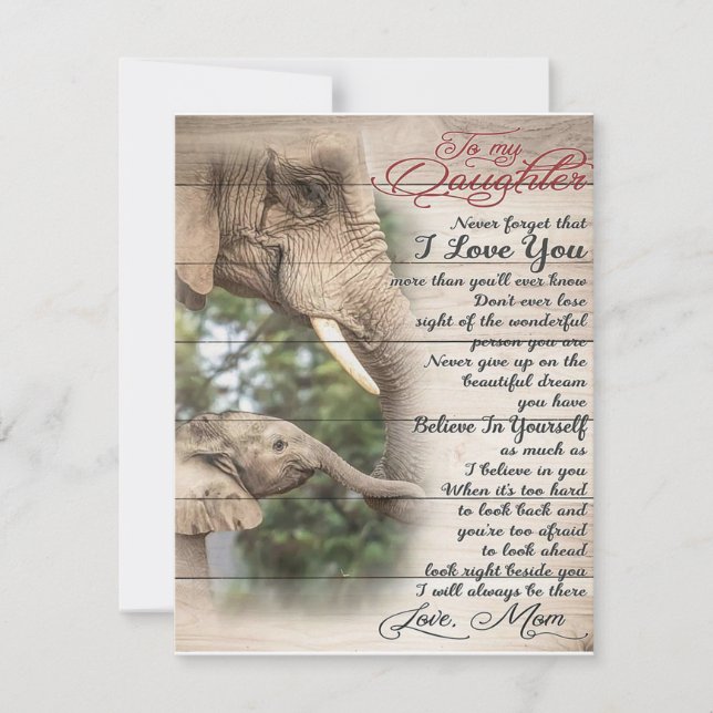 Invitation Lettre de maman à ma fille, Cadeau d'anniversaire  (Devant)