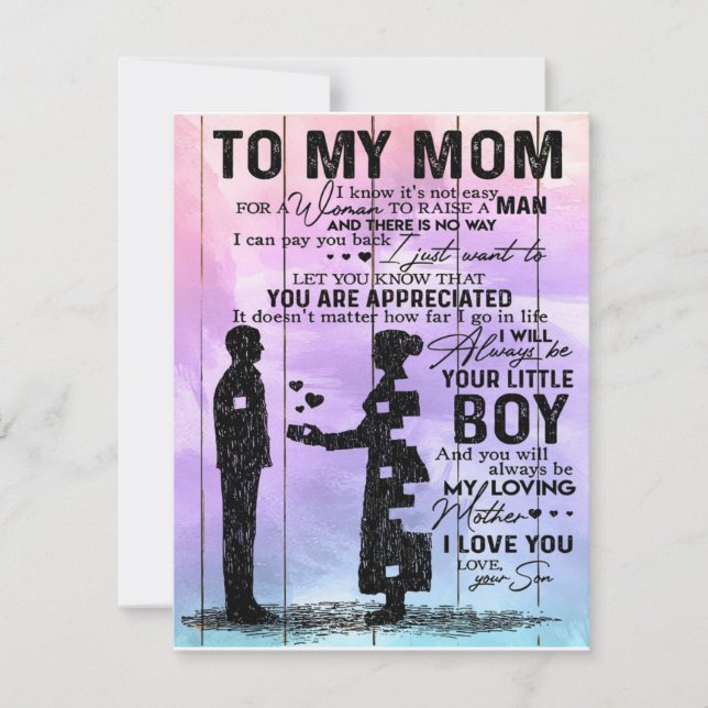 Invitation Lettre de mon fils à ma mère, Cadeau d'anniversair (Devant)