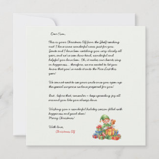 Invitation Lettre de Noël de l'Elf de Noël