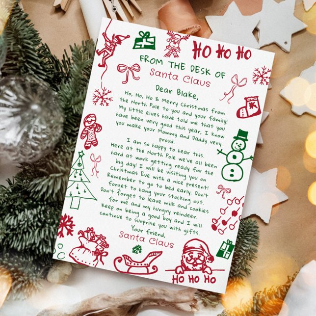 Invitation Lettre de Noël Dessin à la main de Père Noël (Créateur téléchargé)