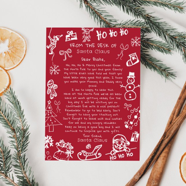 Invitation Lettre de Noël dessinée à la main par le Père Noël (Créateur téléchargé)