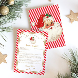 Invitation Lettre de Noël du Père Noël avec Rayure Rouge