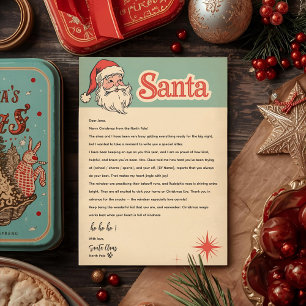 Invitation Lettre de Père Noël Rétro Vintage Noël