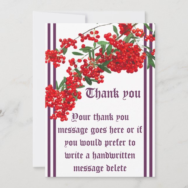 Invitation lettre de remerciement avec sorbier (Devant)