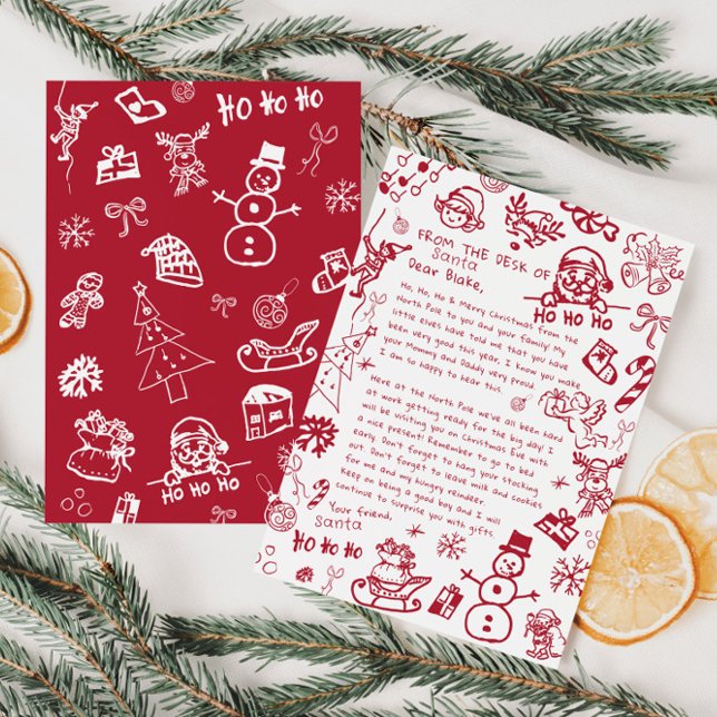 Invitation Lettre de Santa Hand Draw Doodle, Père Noël (Créateur téléchargé)