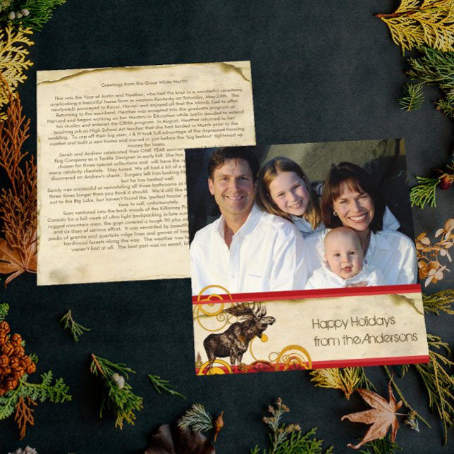 Invitation Lettre de vacances Russe Moose Christmas Card (Créateur téléchargé)