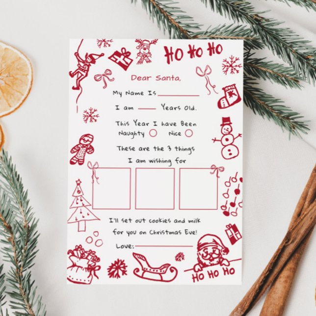 Invitation Lettre Draw Doodle pour Père Noël, Père Noël (Créateur téléchargé)