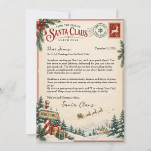 Invitation Lettre du Pôle Nord de Santa Claus aux enfants