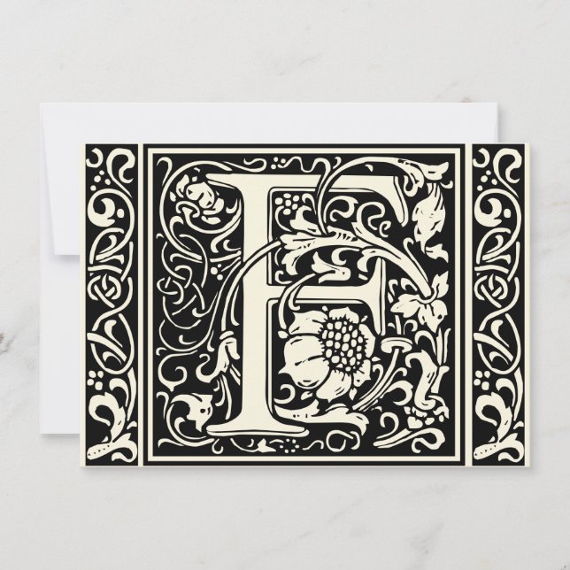 Invitation Lettre F Monogramme médiéval Art Nouveau (Devant)
