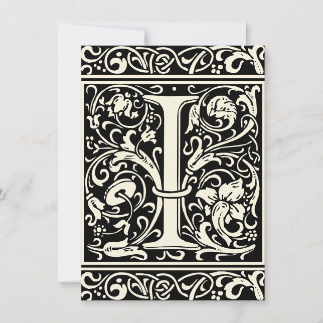 Invitation Lettre I Monogramme médiéval Art Nouveau (Devant)