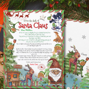 Invitation Lettre illustrée aquarelle de luxe du Père Noël