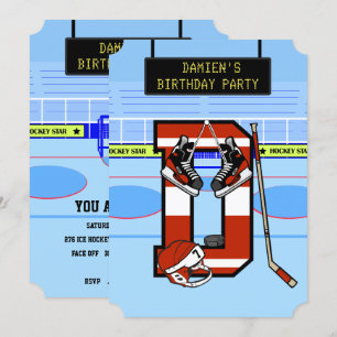 Invitation Lettre initiale personnalisée D Hockey sur glace