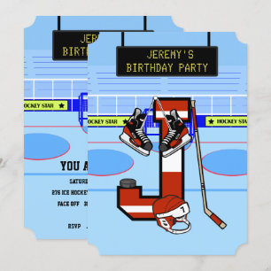Invitation Lettre initiale personnalisée J Hockey sur glace