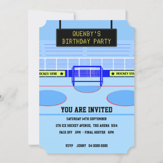 Invitation Lettre initiale personnalisée Q Hockey sur glace