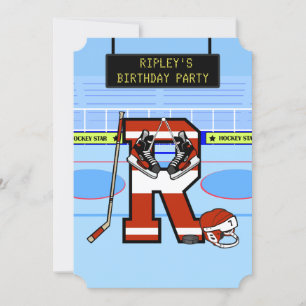 Invitation Lettre initiale personnalisée R Hockey sur glace