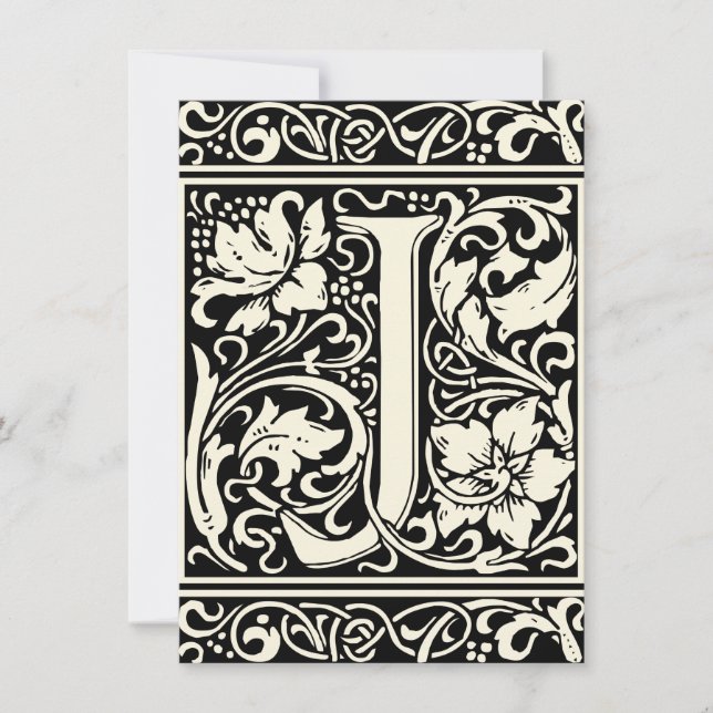 Invitation Lettre J Monogramme médiéval Art Nouveau (Devant)