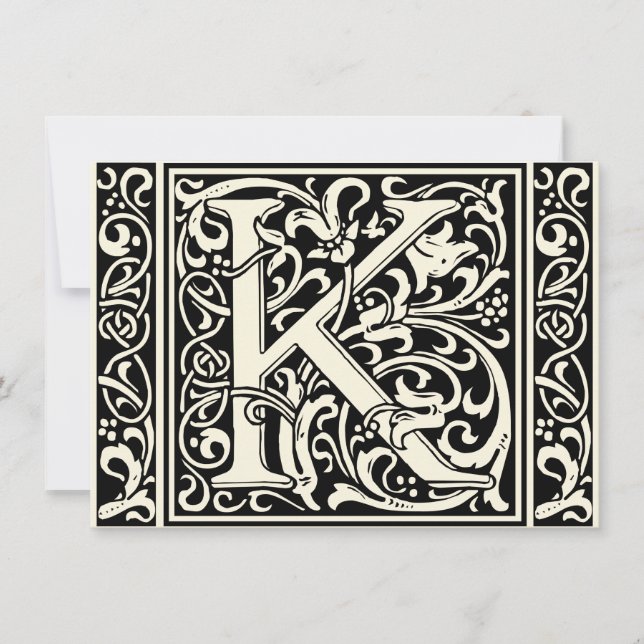 Invitation Lettre K Monogramme Art Nouveau Médiéval (Devant)