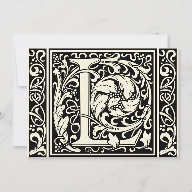 Invitation Lettre L Monogramme médiéval Art Nouveau (Devant)