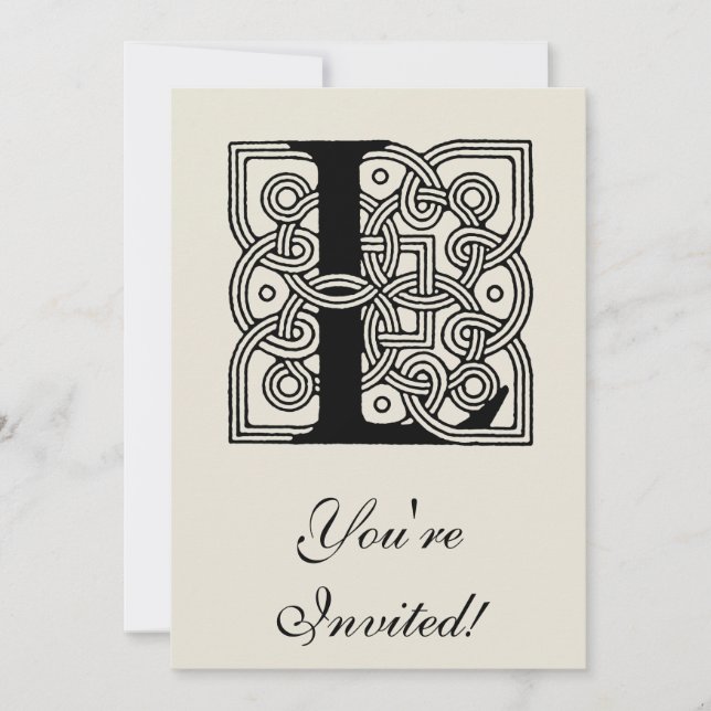 Invitation Lettre L Monogramme Nœud Celtique Vintage (Devant)