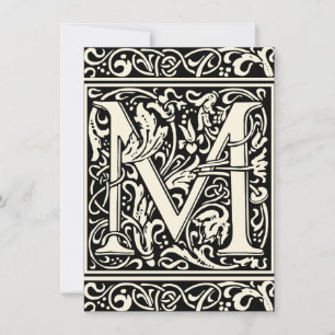 Invitation Lettre M Monogramme médiéval Art Nouveau