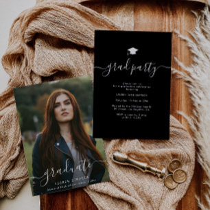 Invitation Lettre manuscrite script photo fête de graduation