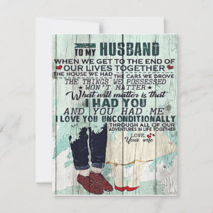 Invitation Lettre mignonne au mari Cadeau Design Cool